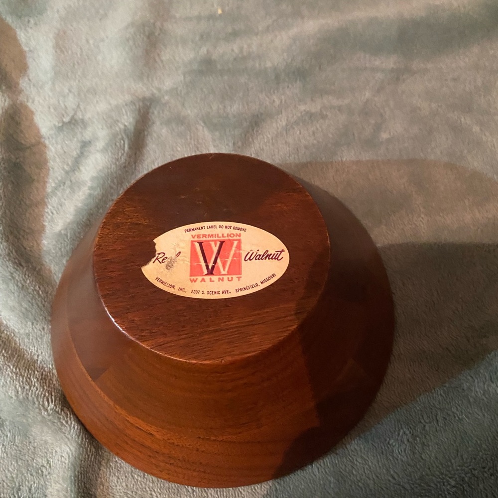 Real Walnut Salad Snack Bowl Lot of 4 Vintage Vermillion Wood Mid Century